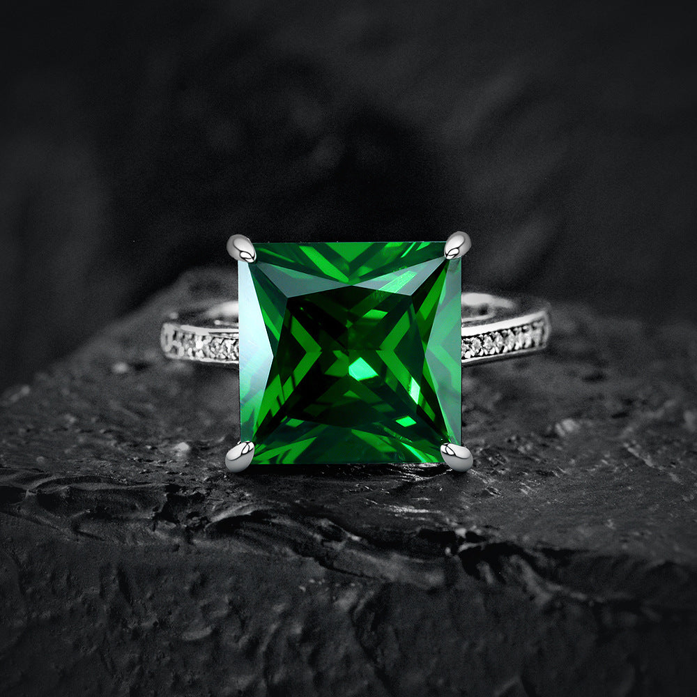 8 Carat Princess Cut Simulated High Carbon Diamond Ring – 12×12mm Sterling Silver Glam Style