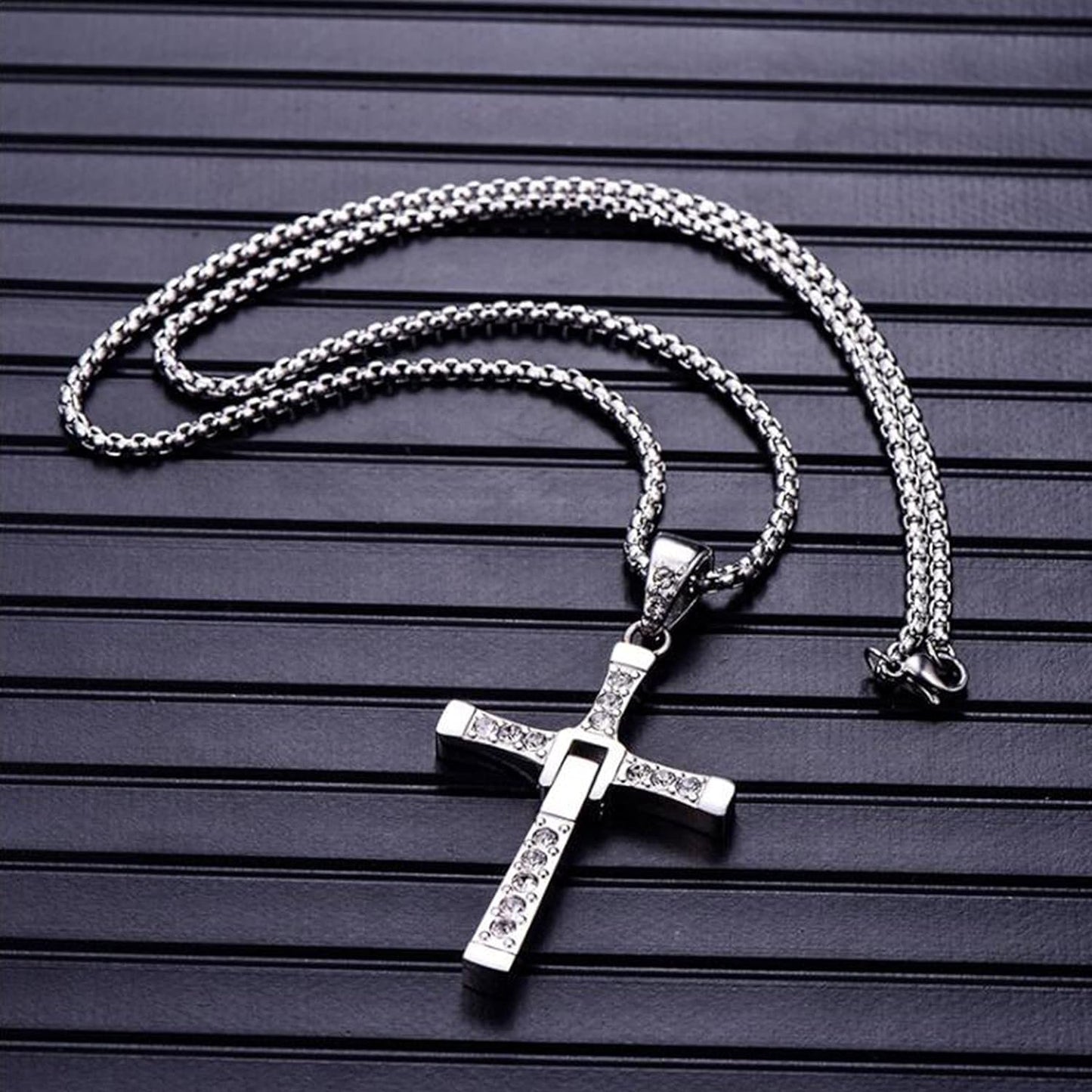 Stainless steel 316L pendant necklace unisex Cross Jesus wheat chain