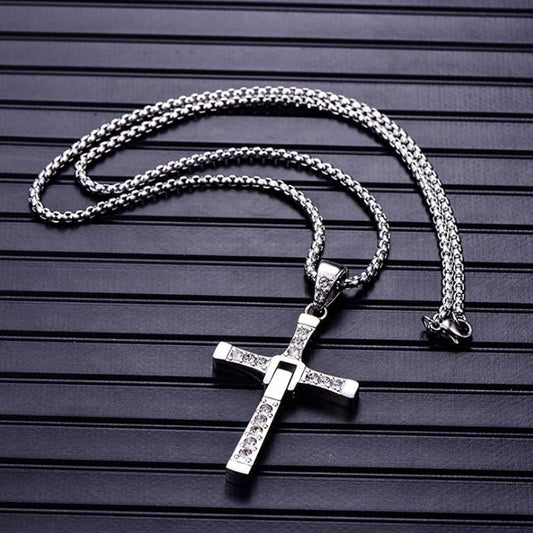 Stainless steel 316L pendant necklace unisex Cross Jesus wheat chain