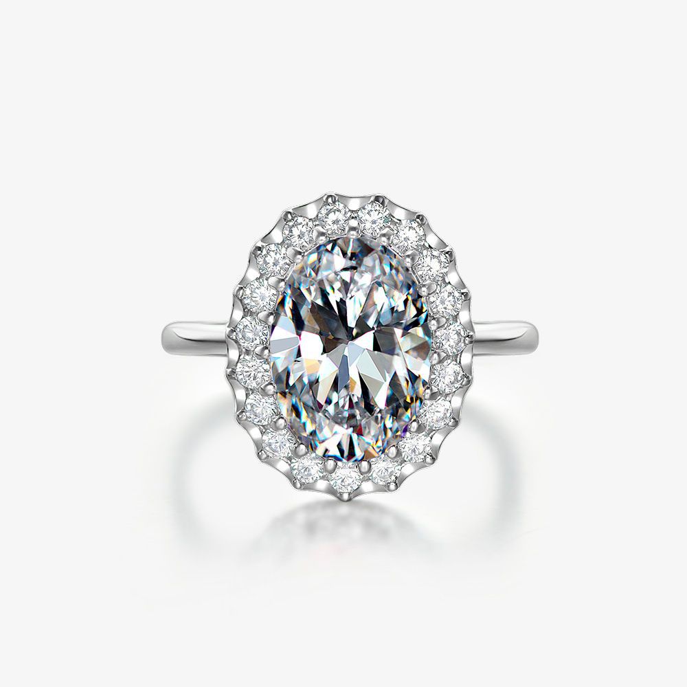 Hot Sale 8Ct Oval 10x14mm Luxury S925 Silver Ring for Women