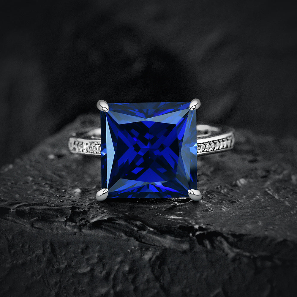 8 Carat Princess Cut Simulated High Carbon Diamond Ring – 12×12mm Sterling Silver Glam Style