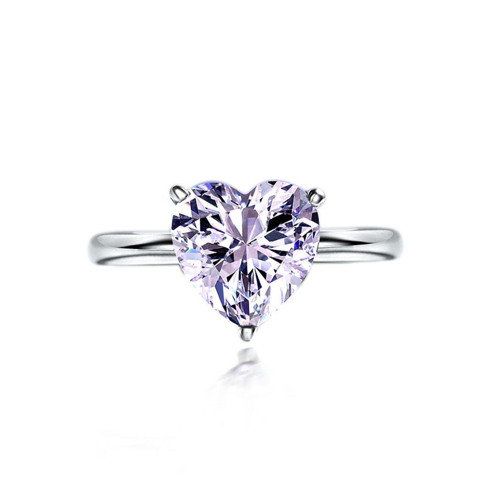 10mm Heart Cut Simulated Diamond Ring – Sterling Silver 2025 Minimalist Luxury Women’s Design