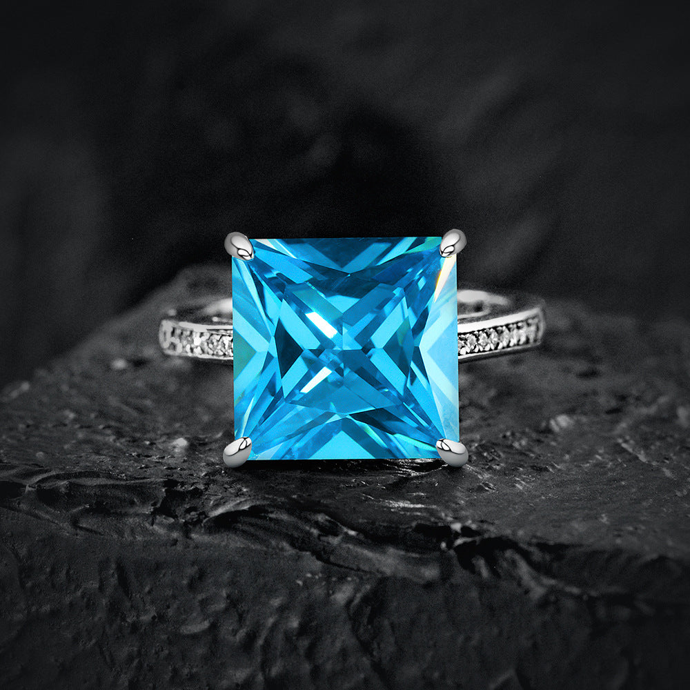 8 Carat Princess Cut Simulated High Carbon Diamond Ring – 12×12mm Sterling Silver Glam Style