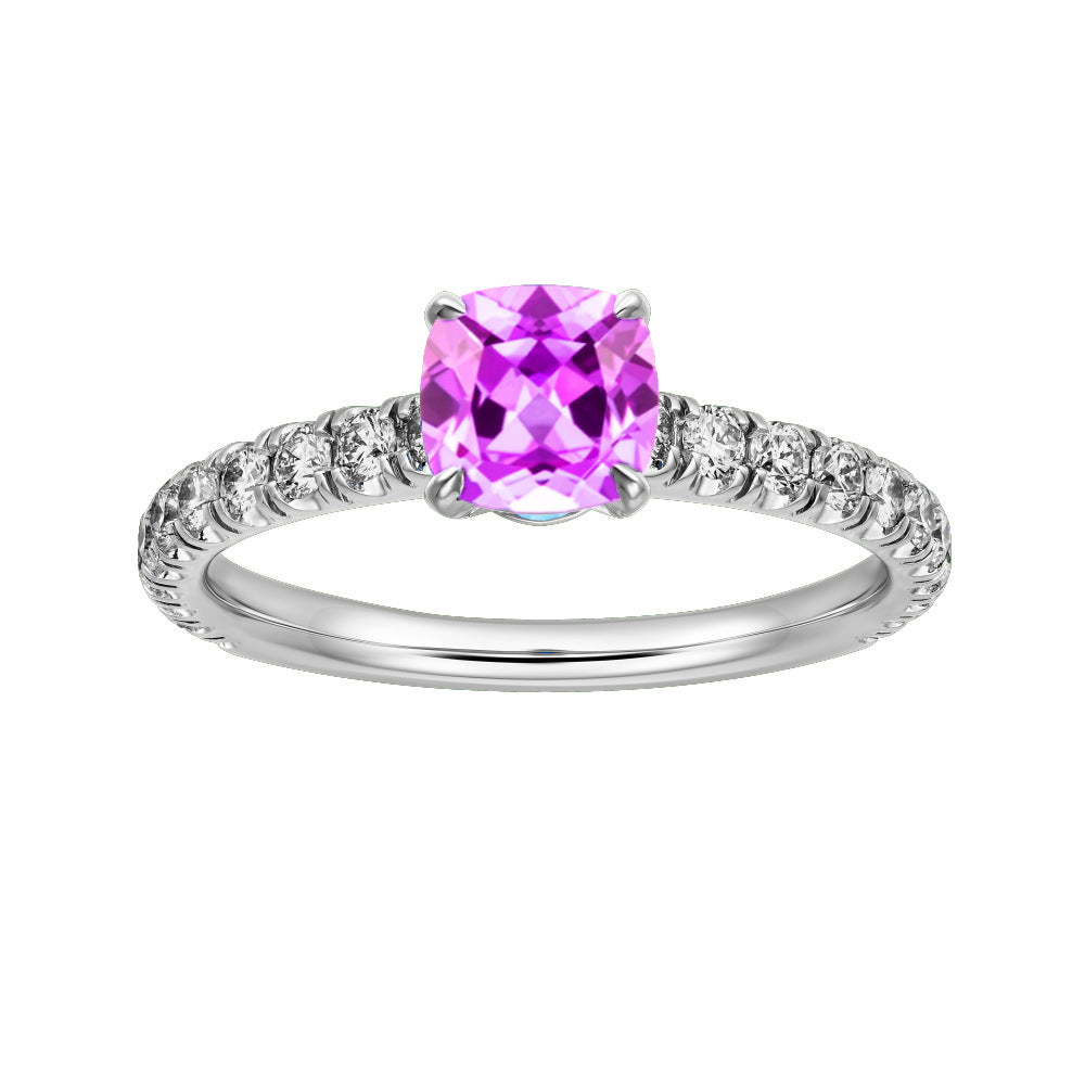 2 Carat Cushion Cut Lab Gemstone Ring – Ruby, Sapphire, or Emerald 5×5mm Minimalist Style for Women