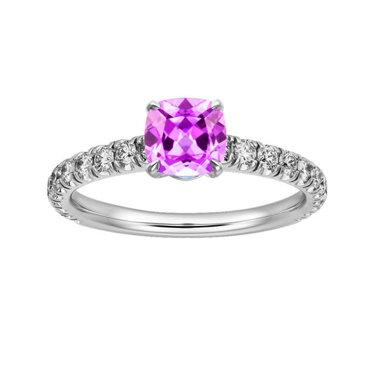 2 Carat Cushion Cut Lab Gemstone Ring – Ruby, Sapphire, or Emerald 5×5mm Minimalist Style for Women