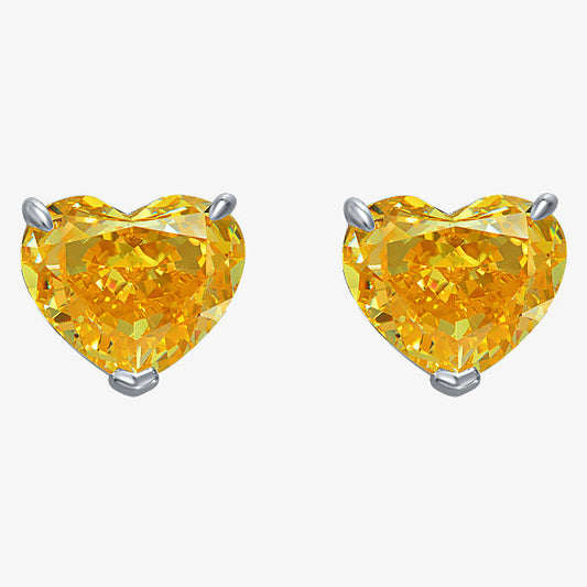 2025 New European & American Style 925 Silver 5-Carat Heart Shape 10x12mm High Carbon Diamond Stud Earrings | Frosted Cut