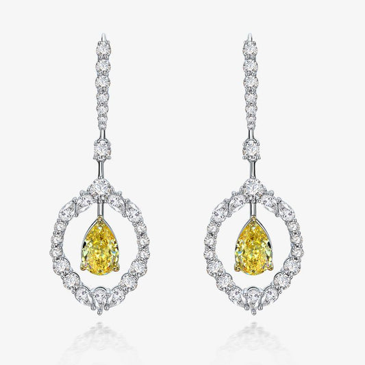 Shipei Jewelry earrings with yellow gemstones on a white background