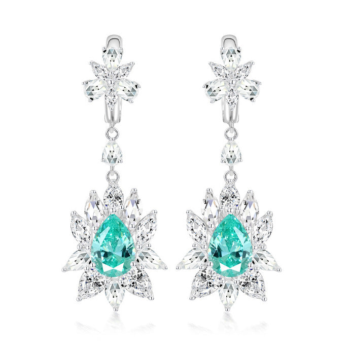 2025 Green Dynamic Long Drop Earrings 10ct Paraiba 7x10mm | European & American Luxury Ear Jewelry