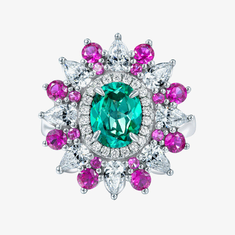 2 Carat 7×9mm Oval Cut High Carbon Diamond Ring – Adjustable Sterling Silver Retro Luxury Women’s Jewelry