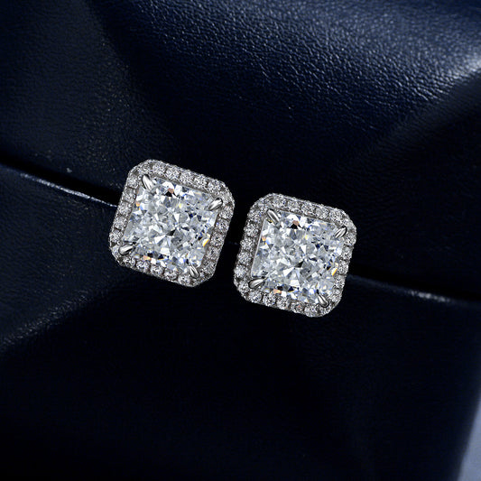Sterling silver S925 earrings square cut