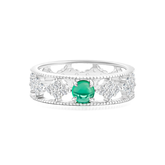Minimalist 0.5CT Round Emerald Green Ring in Sterling Silver – Daily Wear Bestseller