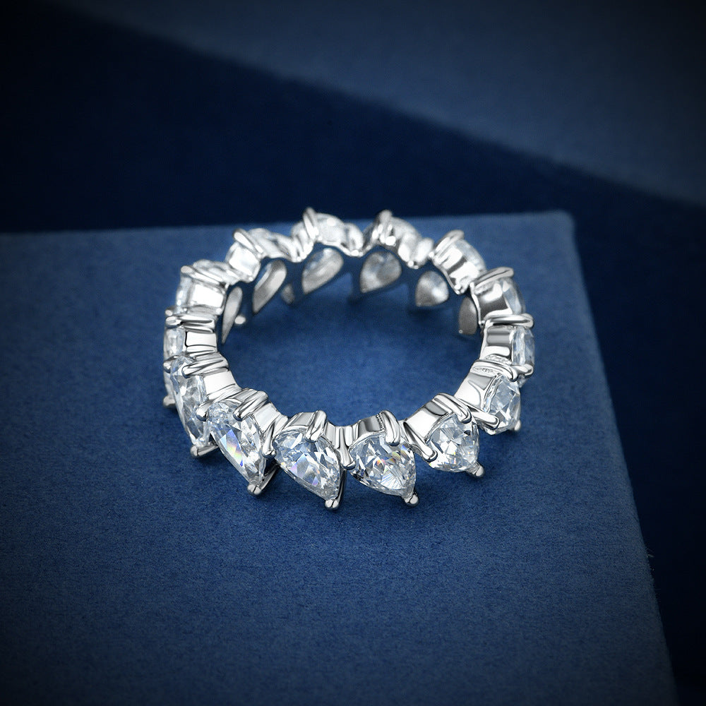 Sterling Silver Ring Pear-Cut Full Pavé Ring - Versatile