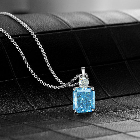 2025 New 8.5Ct High-Carbon Diamond 9x10mm Ice-Cut 925 Silver Pendant Necklace, 40+5cm