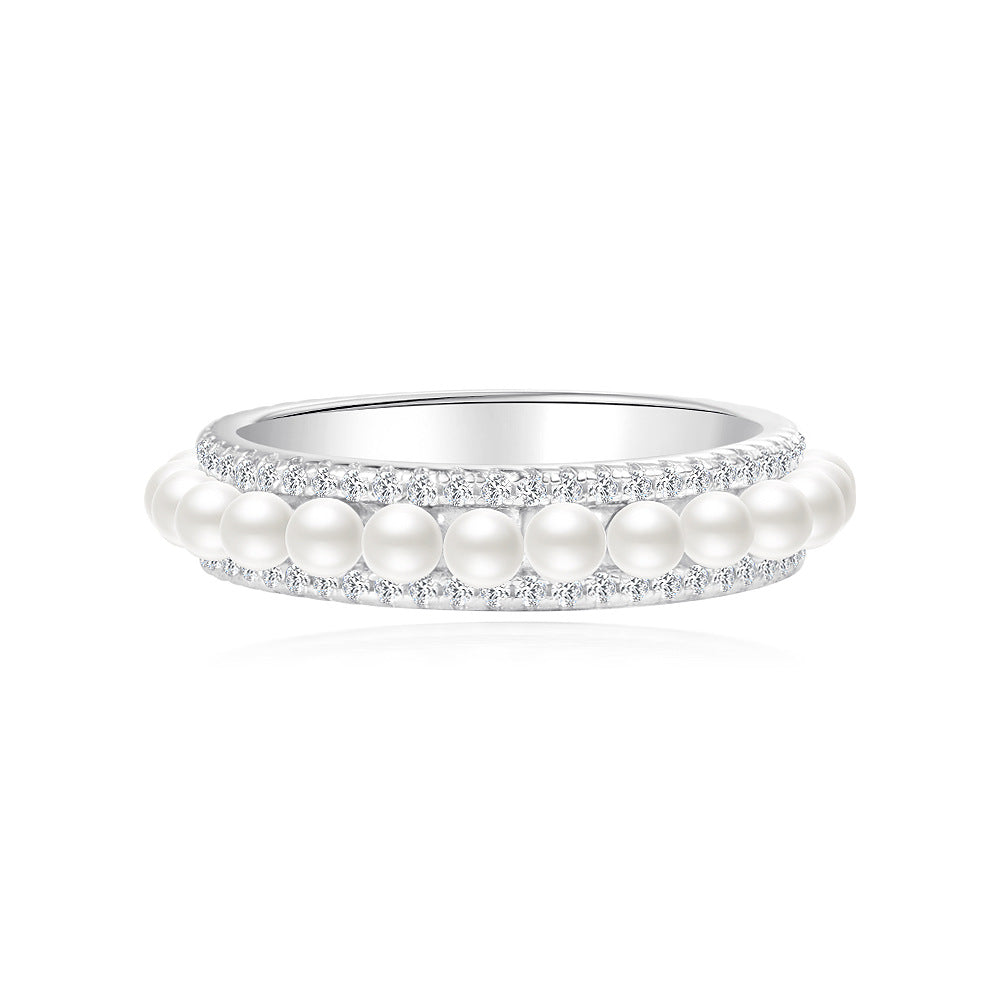 Minimalist 2.5mm Pearl Silver Band – S925 Silver 2025 European Cool Aesthetic Style