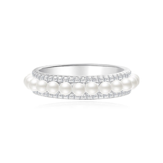 Minimalist 2.5mm Pearl Silver Band – S925 Silver 2025 European Cool Aesthetic Style