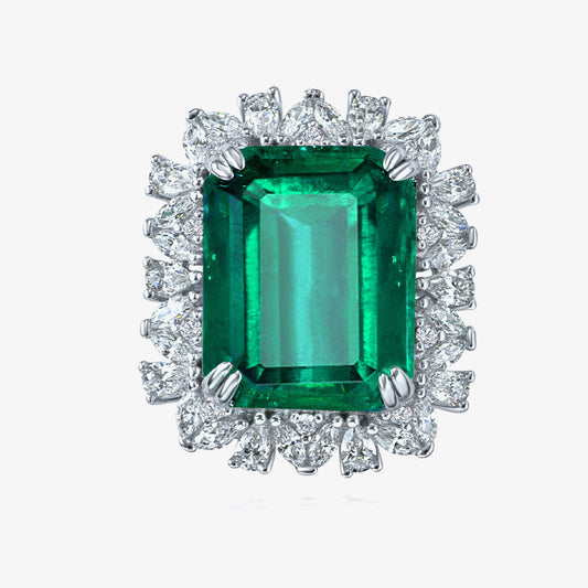 9 Carat Beveled Emerald Cut Lab Emerald Ring – 12×15mm Sterling Silver High Carbon Diamond 2025 Luxury Design