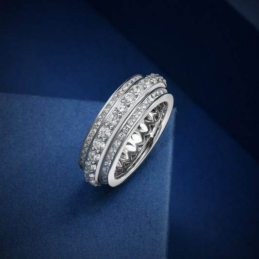 Minimalist S925 Silver Spinner Ring for Women – Lucky Wheel Design, 1.5mm Band