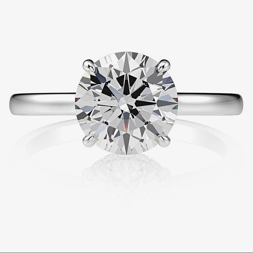 2 Carat Zircon Simulated Diamond Ring – S925 Silver 8mm Minimalist European Bridal Design