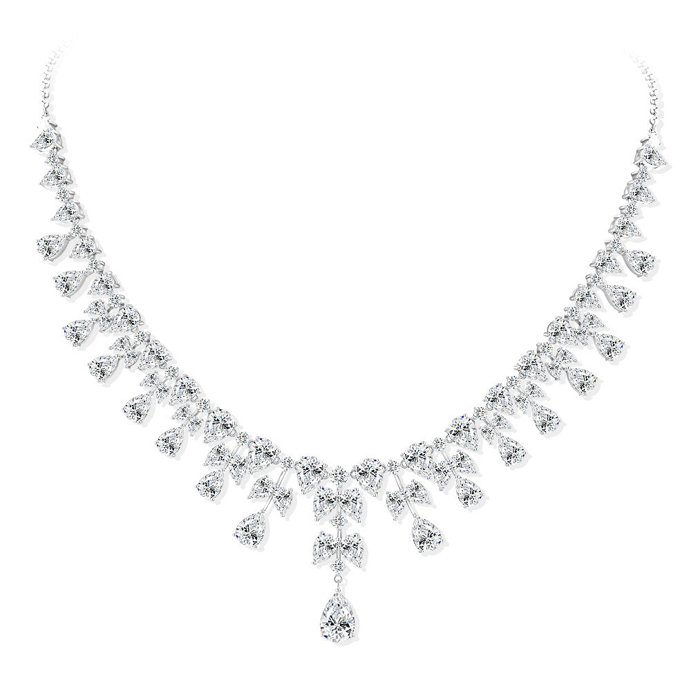 2Ct White Teardrop 7x11mm High-Carbon Diamond 925 Silver Necklace