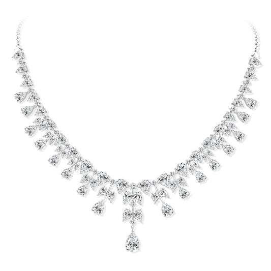 2Ct White Teardrop 7x11mm High-Carbon Diamond 925 Silver Necklace