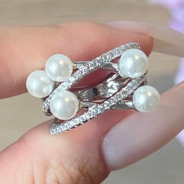 5mm White Pearl Flower Design Ring – Sterling Silver 2025 Collection, Minimalist Feminine Style