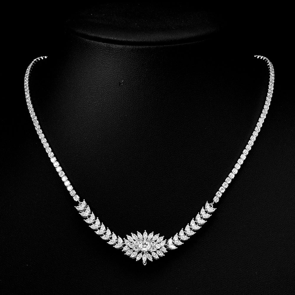 0.75Ct White Round 5.5mm 925 Sterling Silver Necklace for Women, 40+5cm