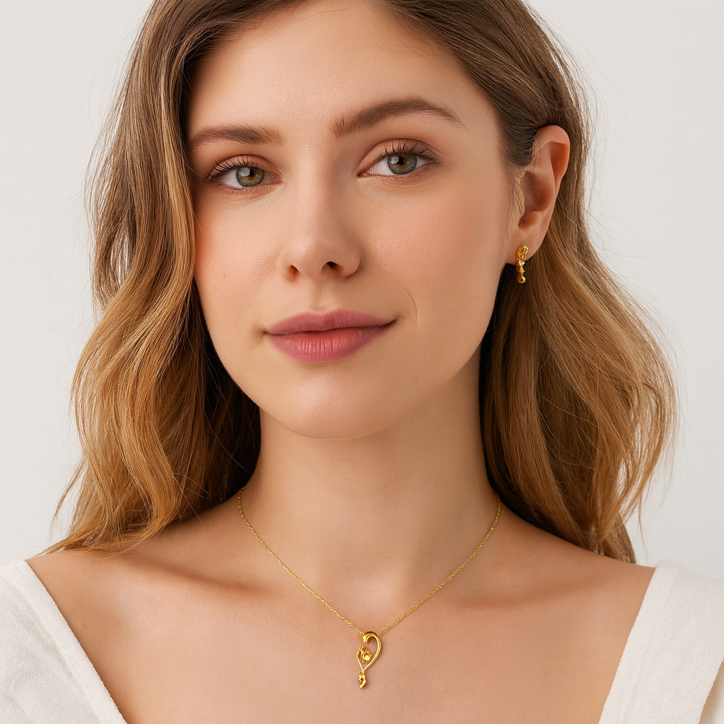 18K gold plated necklace heart love  with a cubic zirconia