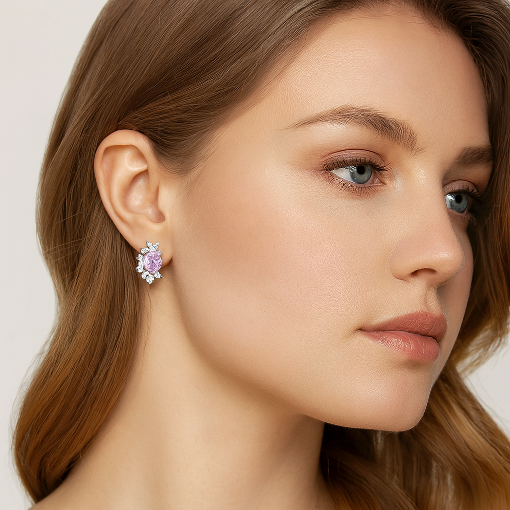 2025 New S925 Silver stud earrings oval cut