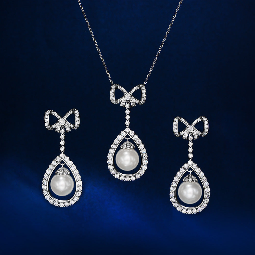 2025 New S925 Sterling Silver 14mm Pearl Stud Earrings with Bow Design | Unique Minimalist Earrings for Women