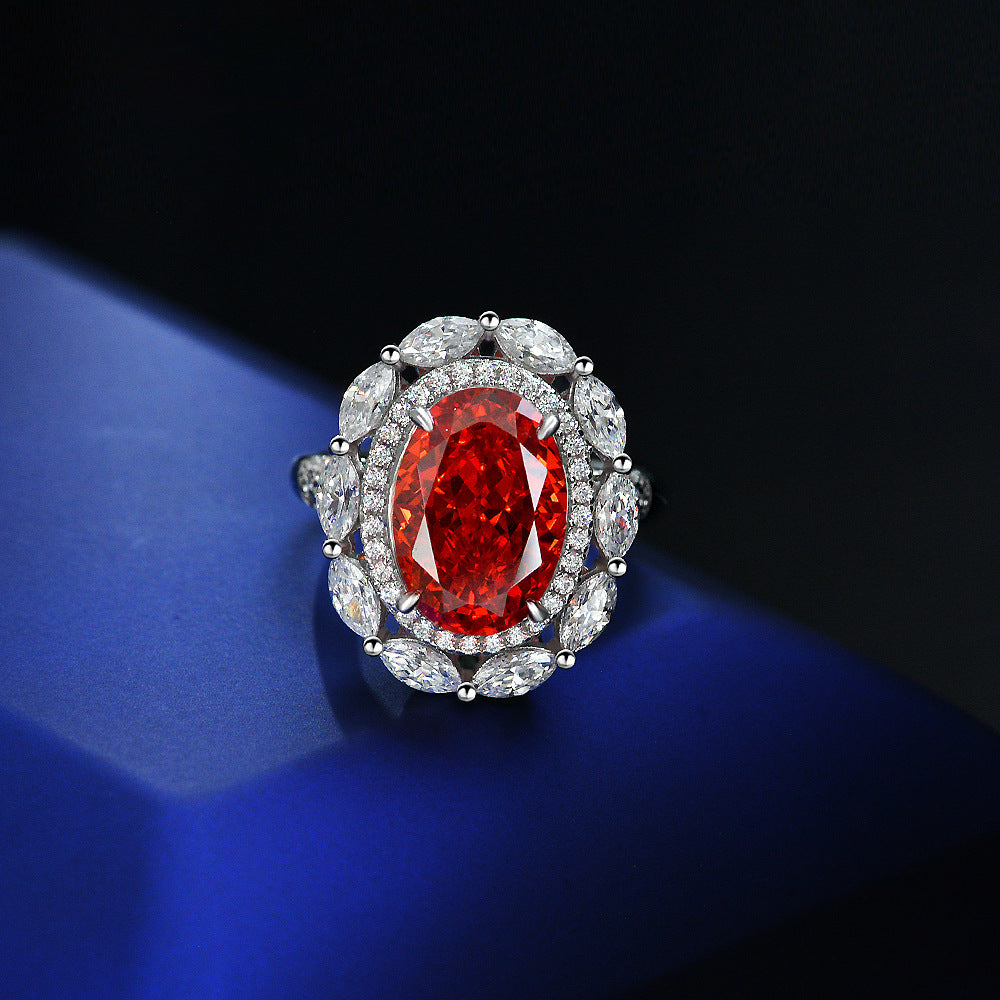 New 4Ct Oval Ice-Cut 9x13mm Vintage Orange Gemstone Ring for Women