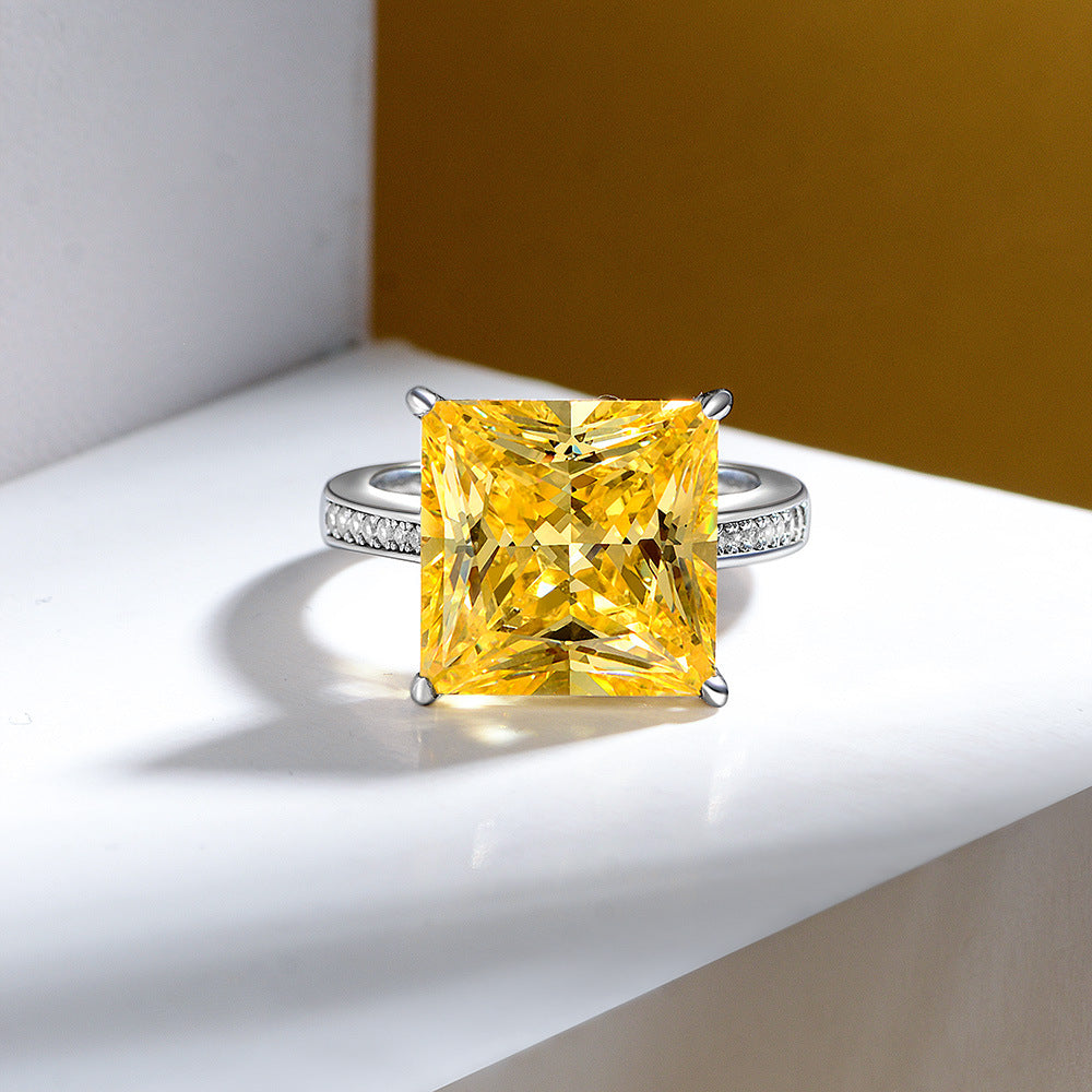 8 Carat Princess Cut Simulated High Carbon Diamond Ring – 12×12mm Sterling Silver Glam Style