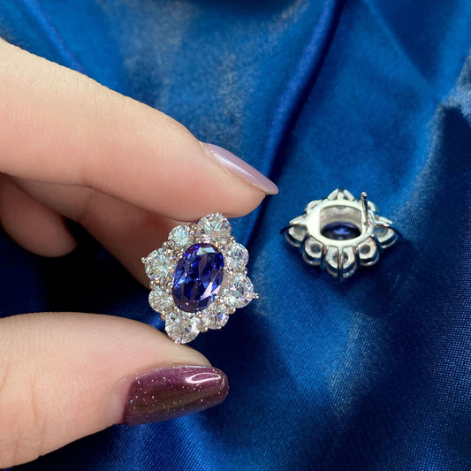 S925 Sterling Silver 1.5ct Oval 6x9mm Earrings for Women | Unique Personality Stud Earrings