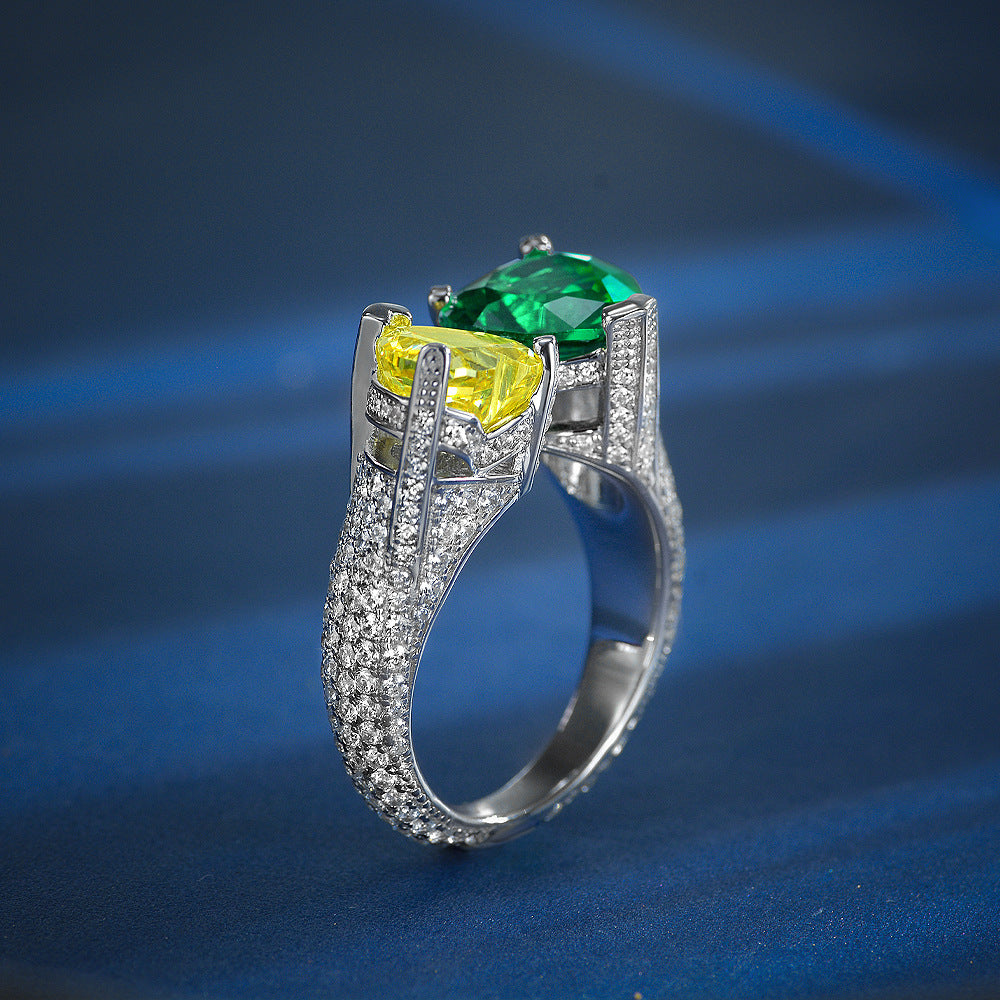 4 Carat Heart Cut Ice-Flower High Carbon Diamond Ring – S925 Silver 8×8mm Contrast Color Luxury Design