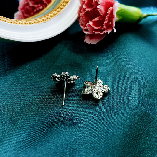 S925 Sterling Silver 2x3mm Teardrop Floral Zircon Stud Earrings | Korean Minimalist Style Cross-border Dropshipping