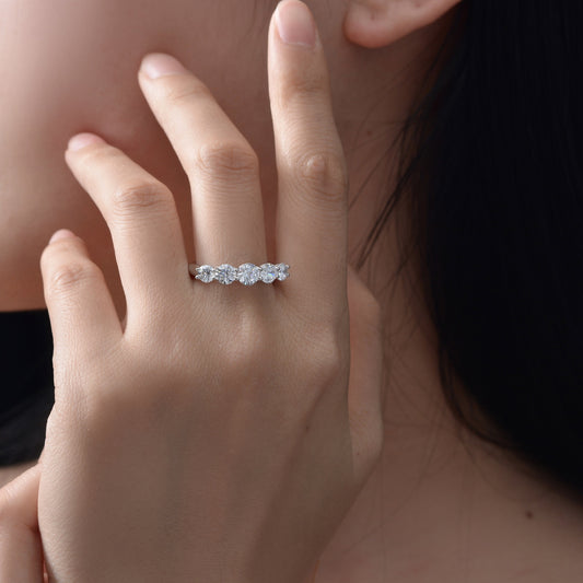 0.5 Carat 8 Hearts & Arrows High Carbon Diamond Ring – 5mm S925 Silver 5A Grade Engagement Band