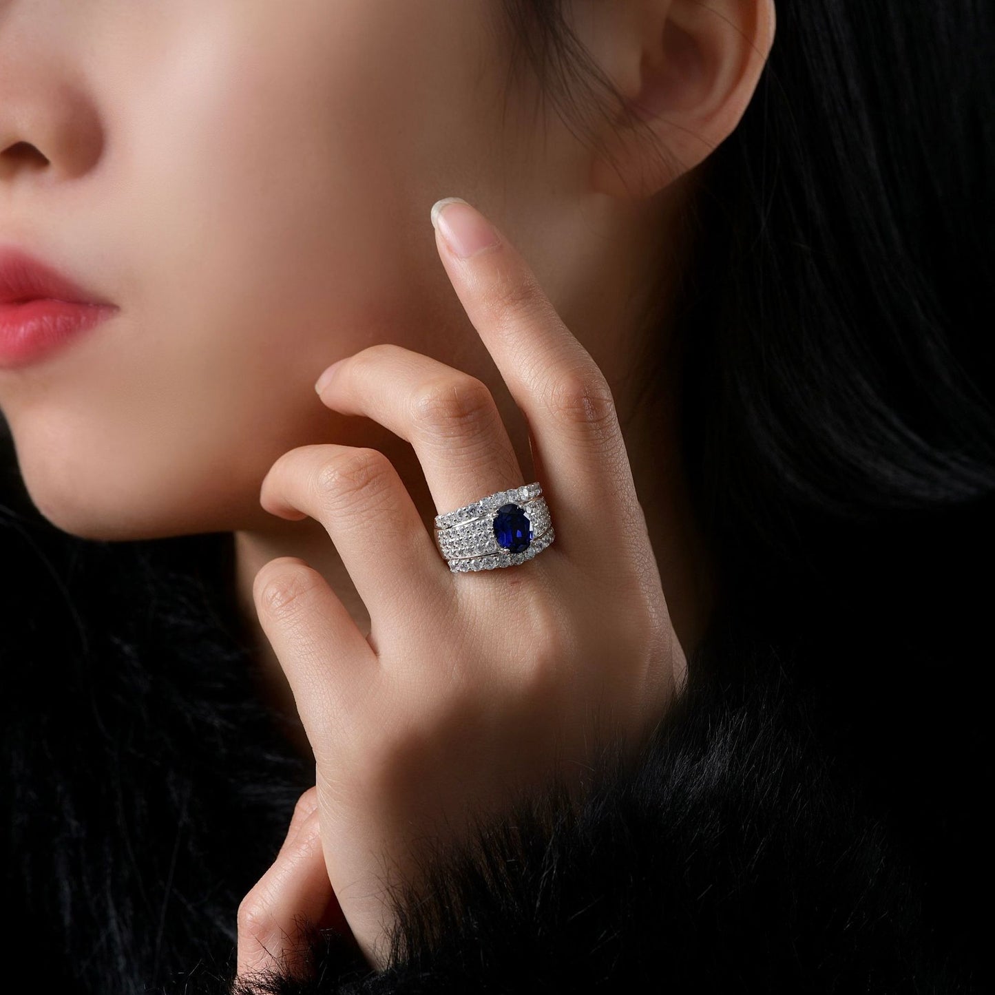 2 Carat Oval High Carbon Diamond Ring – 7×9mm Sterling Silver Wide Band, 2025 European Luxury Collection