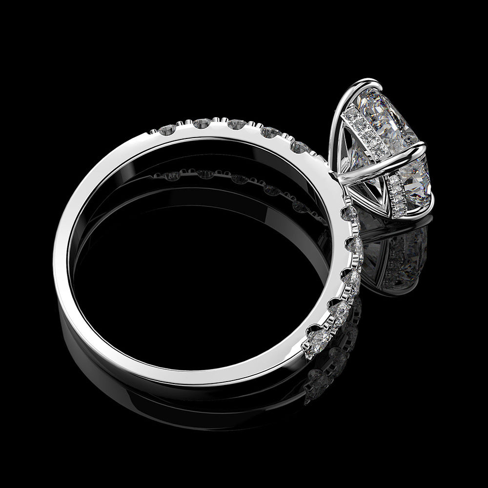 3 Carat Cushion High Carbon Diamond Ring – S925 Silver 8×9mm Brilliant Pavilion Cut, 2025 Collection