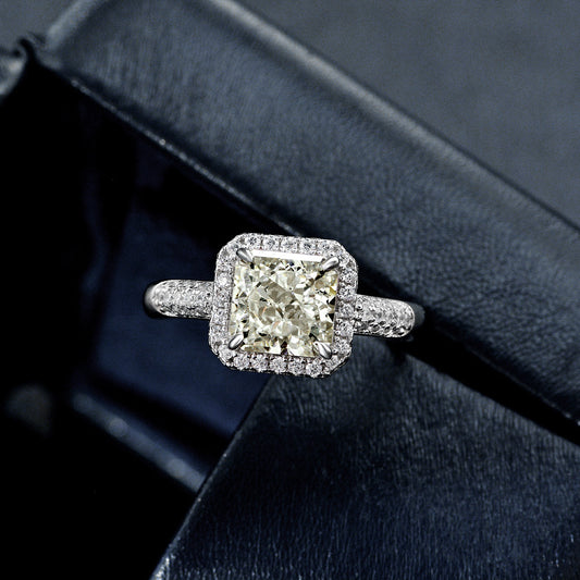 2 Carat White Ice-Flower Cut High Carbon Diamond Open Ring – Sterling Silver Chic Minimalist Style Open Size