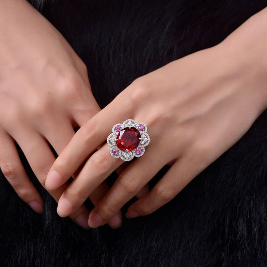 15 Carat Oval Convertible Ring – S925 Silver 14×16mm 2025 European Retro Luxury Women’s Jewelry