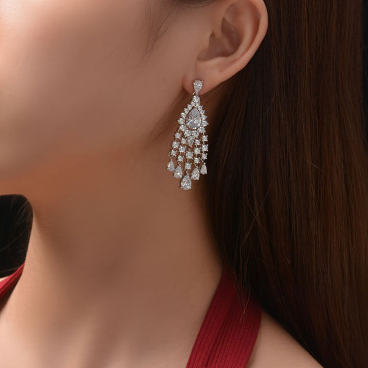 Sterling silver S925 earrings teardrops style