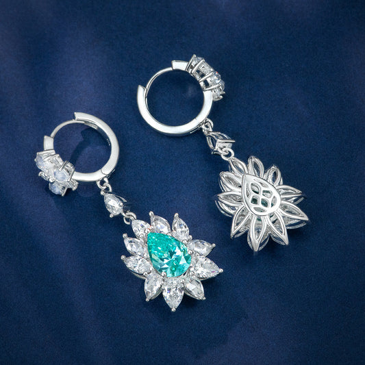 2025 Green Dynamic Long Drop Earrings 10ct Paraiba 7x10mm | European & American Luxury Ear Jewelry