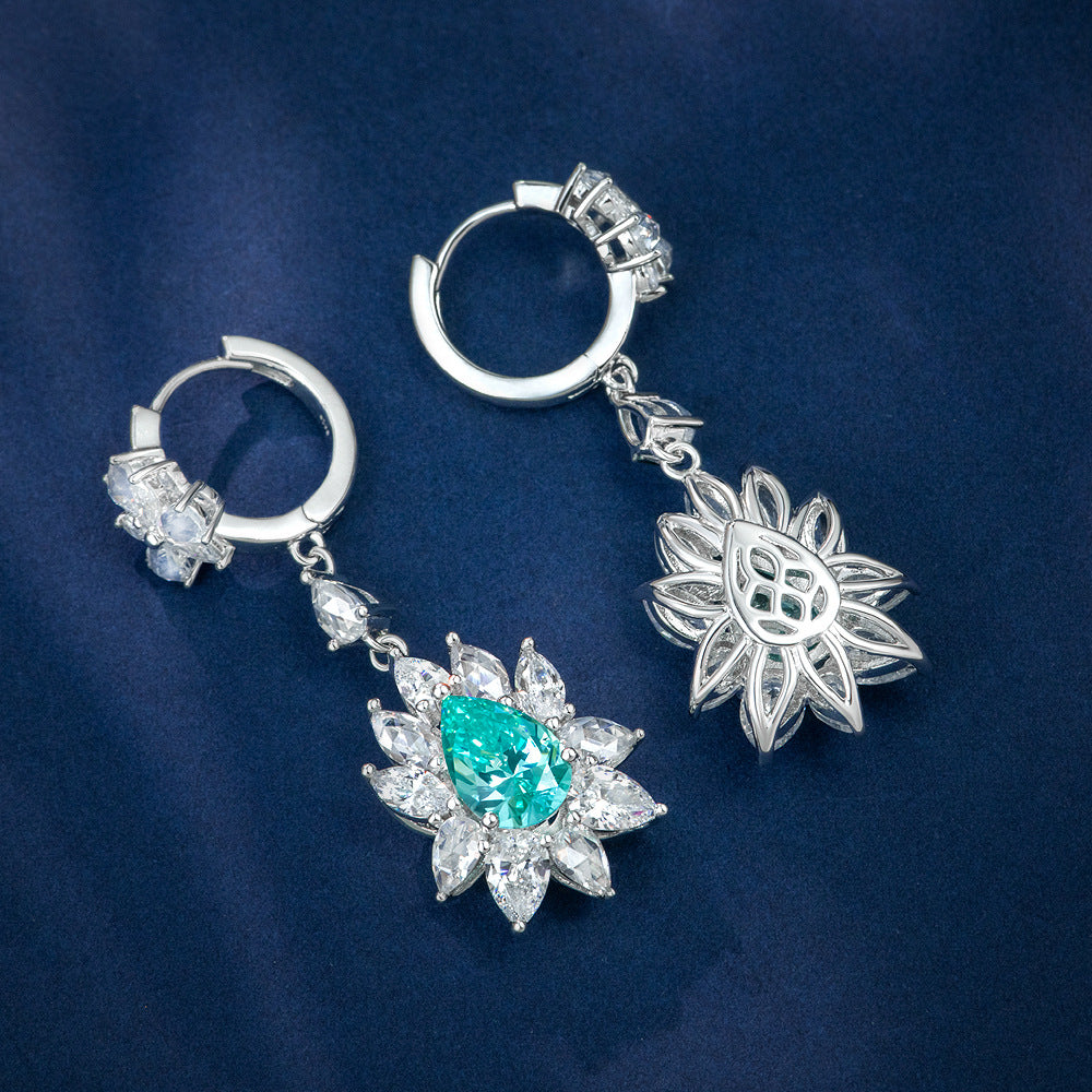 2025 Green Dynamic Long Drop Earrings 10ct Paraiba 7x10mm | European & American Luxury Ear Jewelry