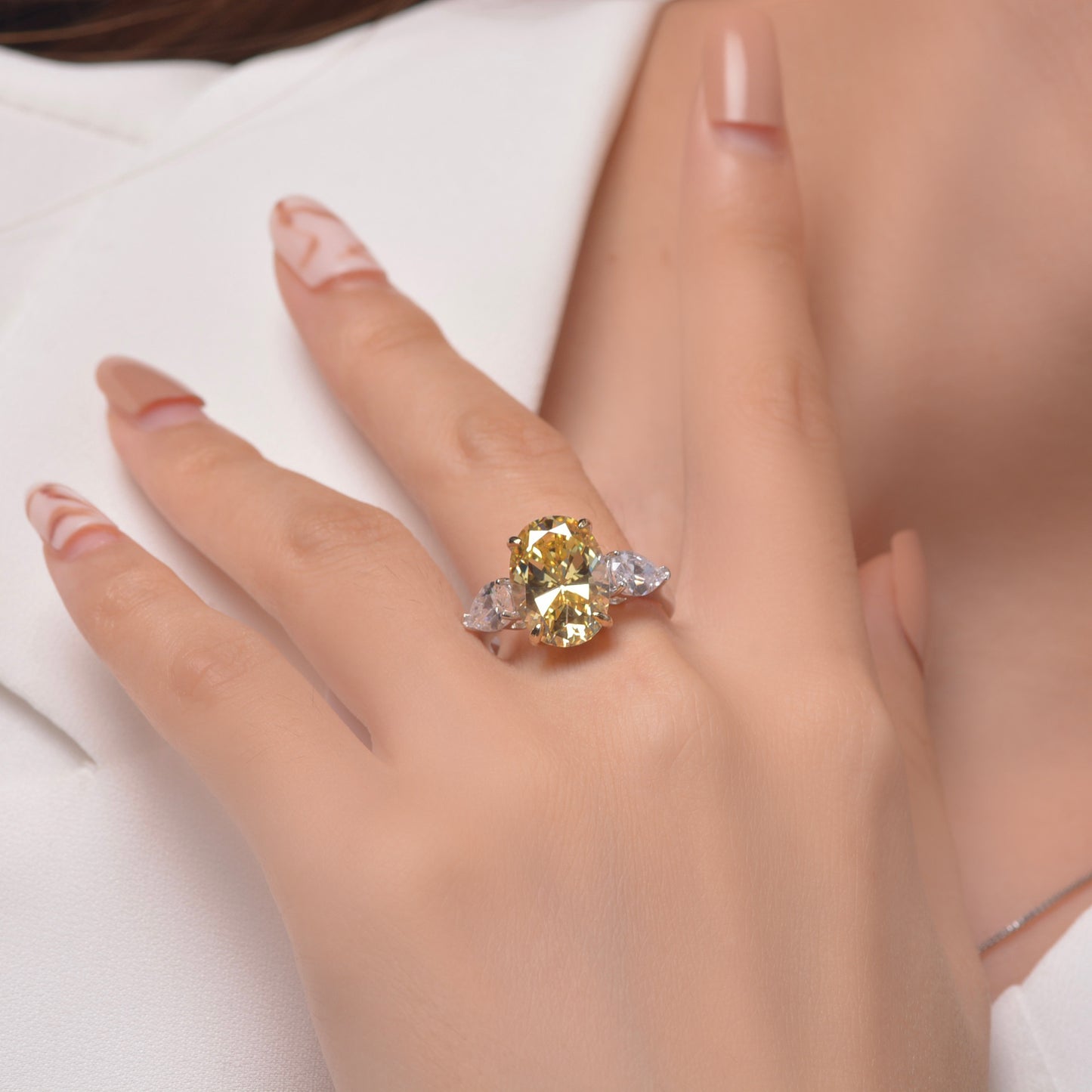 Hot Sale 5Ct Oval 10x14mm Pink High-Carbon Diamond Simulation Ring