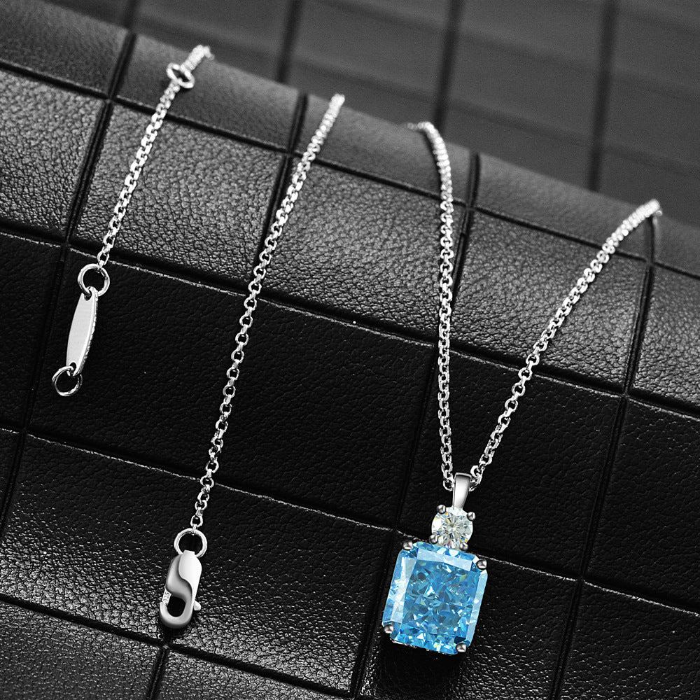 2025 New 8.5Ct High-Carbon Diamond 9x10mm Ice-Cut 925 Silver Pendant Necklace, 40+5cm