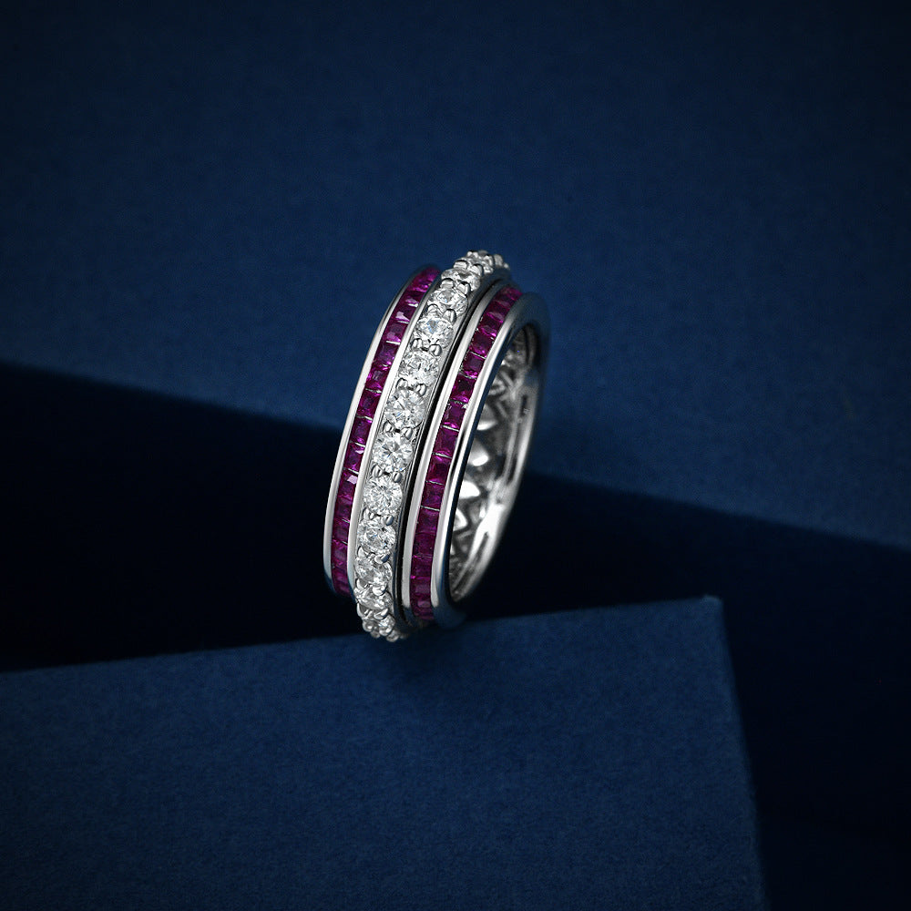 Minimalist S925 Silver Spinner Ring for Women – Lucky Wheel Design, 1.5mm Band