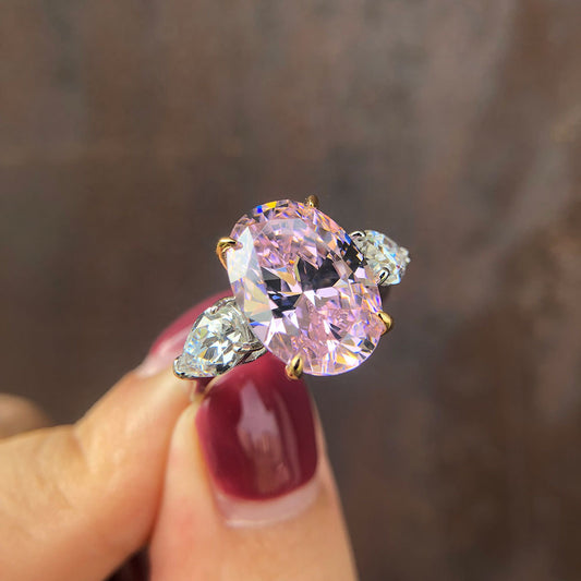 5 Carat Oval Four-Prong High Carbon Diamond Ring – Sterling Silver Minimalist & Brilliant Design