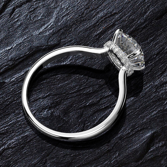 2 Carat Zircon Simulated Diamond Ring – S925 Silver 8mm Minimalist European Bridal Design