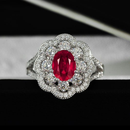 1 Carat Oval Cut Lab Ruby Ring – 6×8mm Sterling Silver 2025 Vintage Luxury Women’s Jewelry