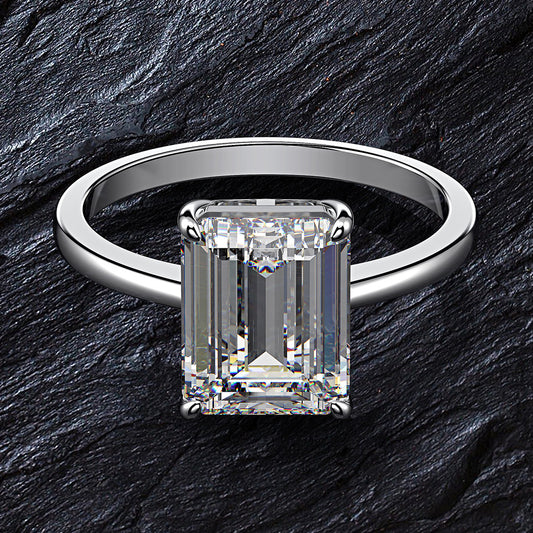 4 Carat Radiant-Cut High Carbon Simulated Diamond Ring – Sleek Minimalist Luxury