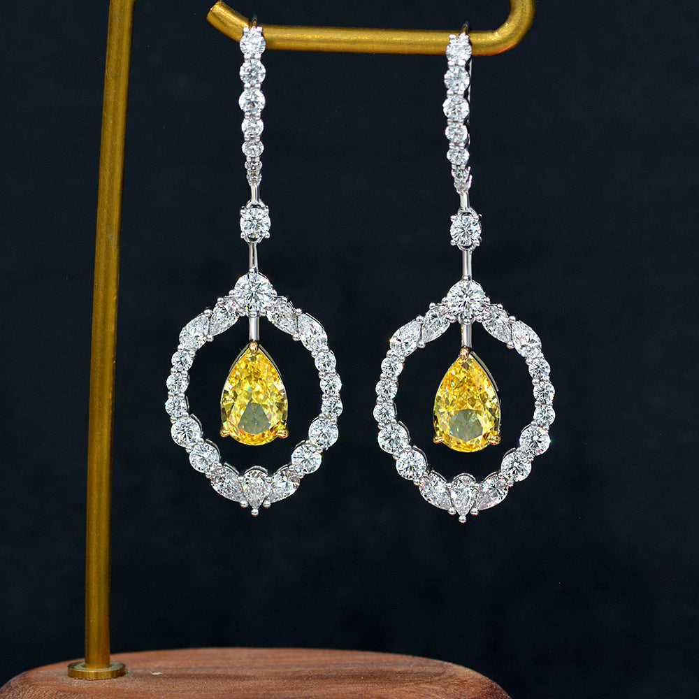 2025 New S925 Silver 3-Carat Pear-Shaped Earrings